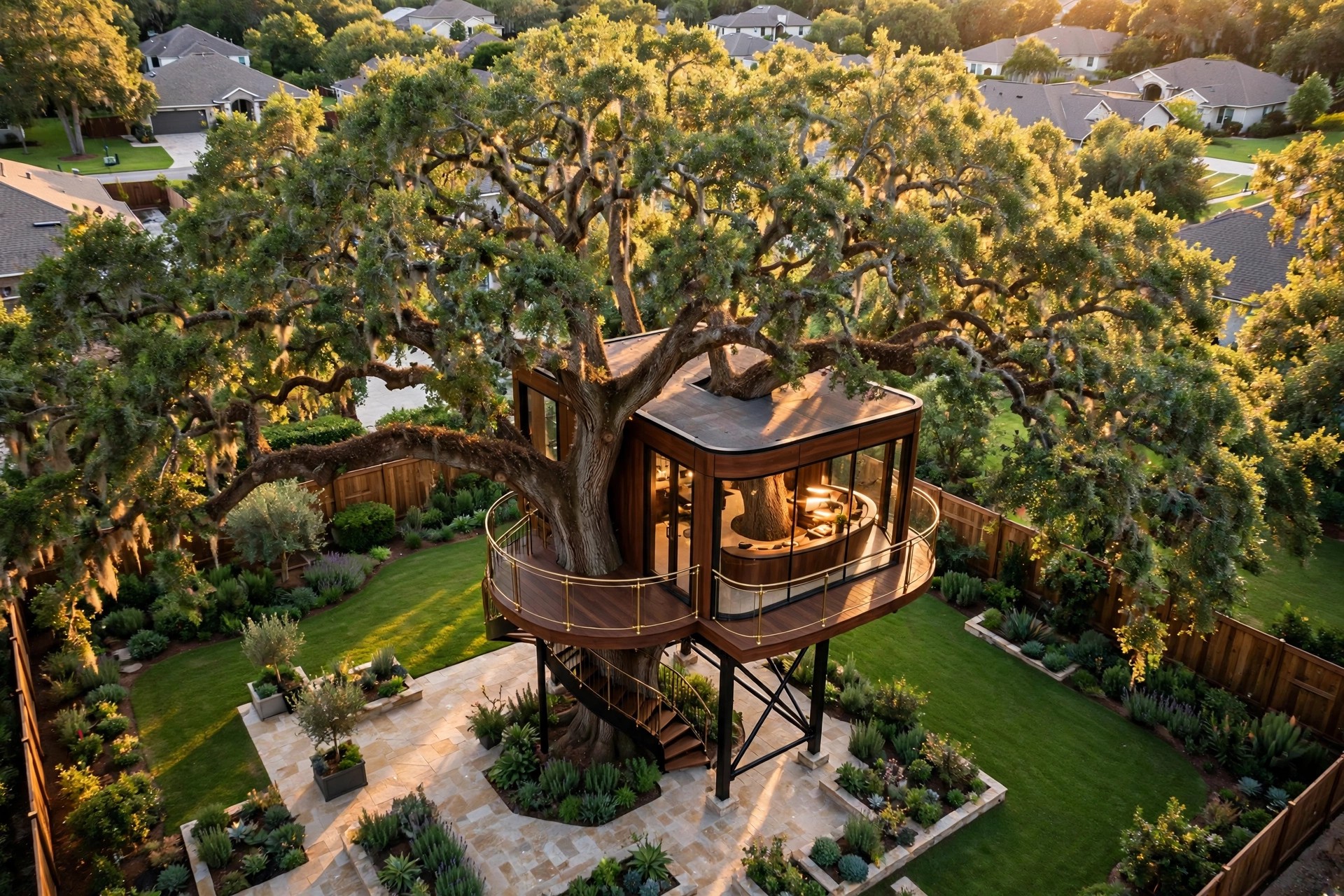 Office bird's eye aerial view