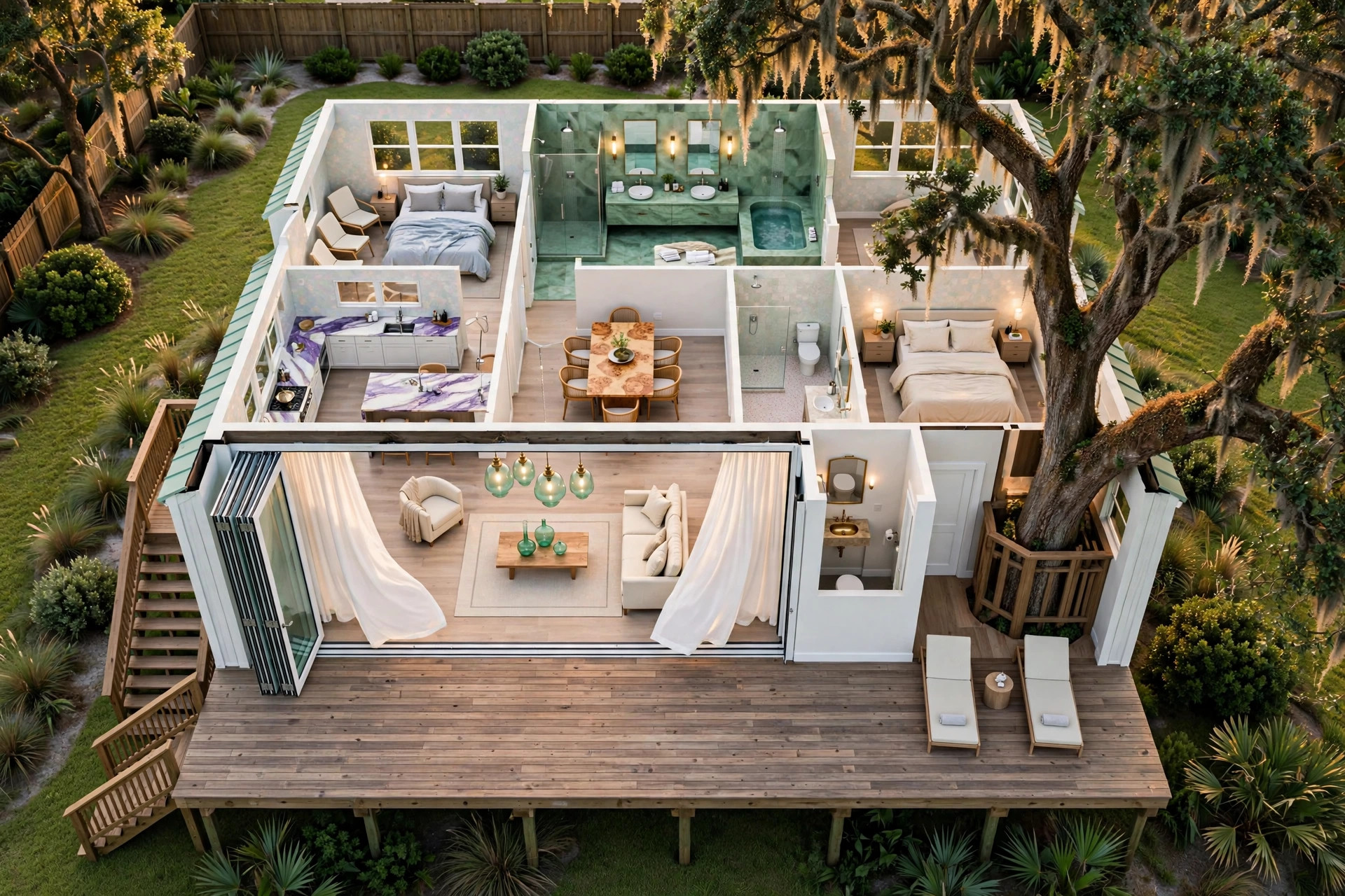 The Breeze House 3D floor plan — Level 1