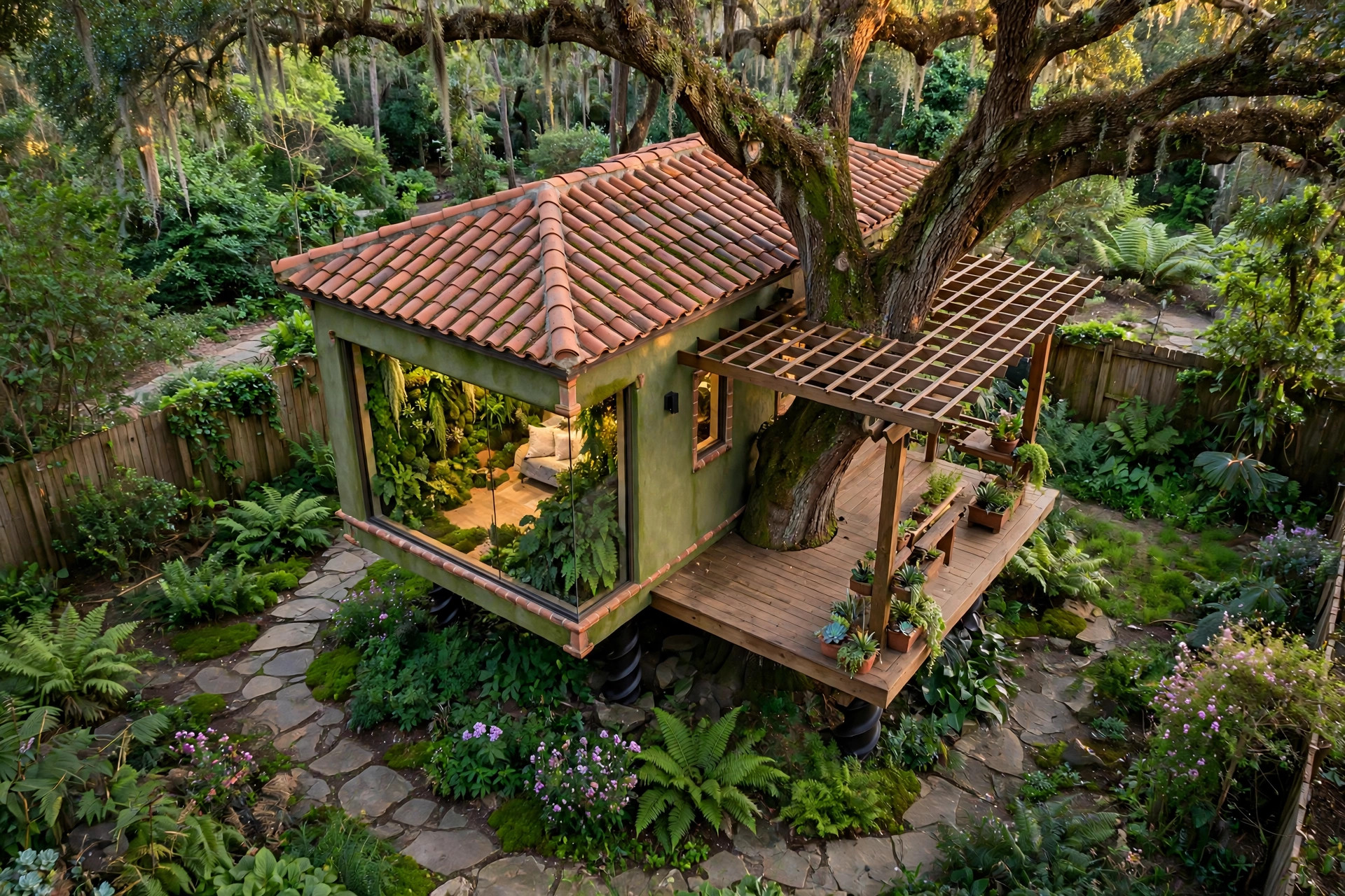 Verdant bird's eye aerial view