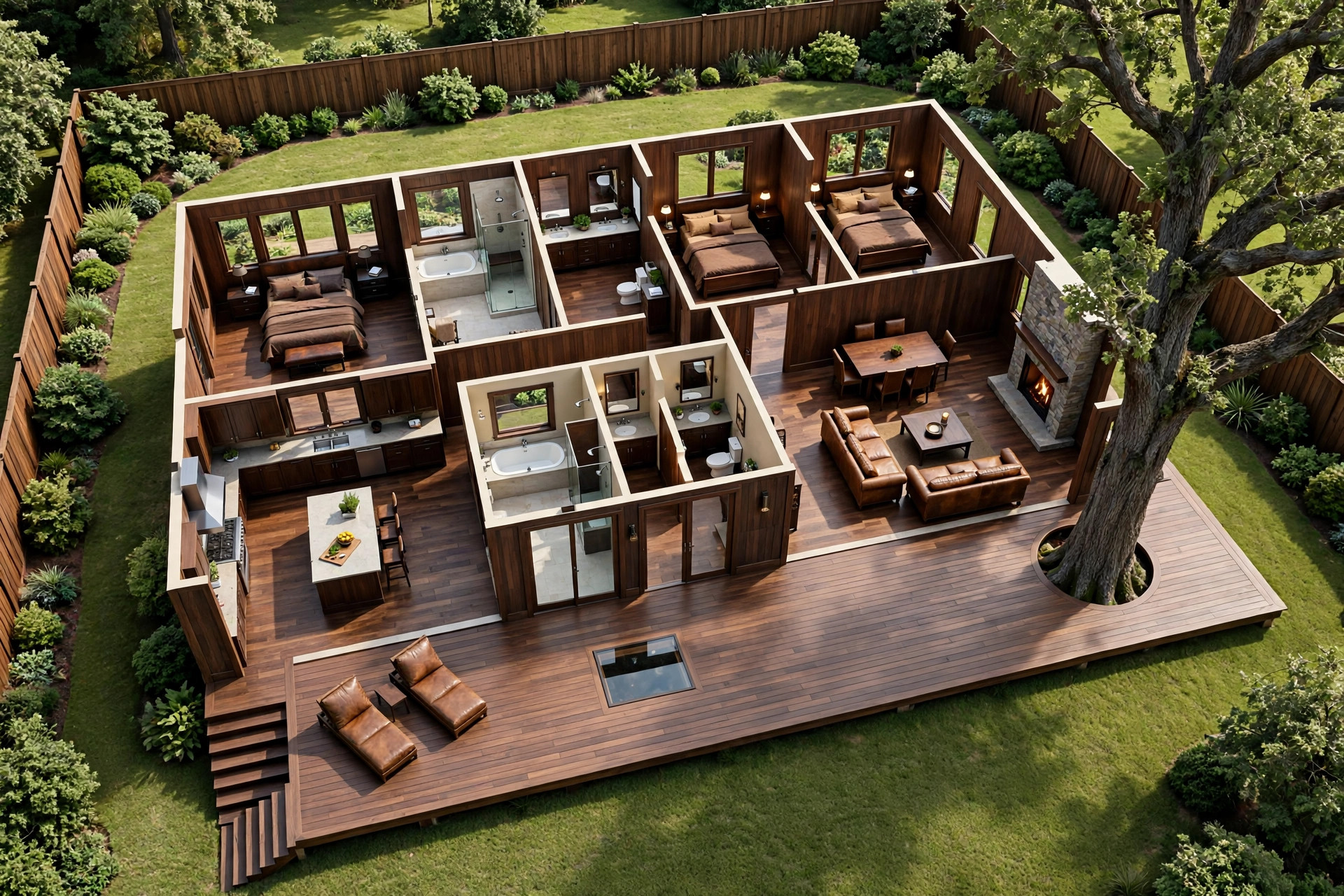 The Vintage Oak 3D floor plan — Level 1