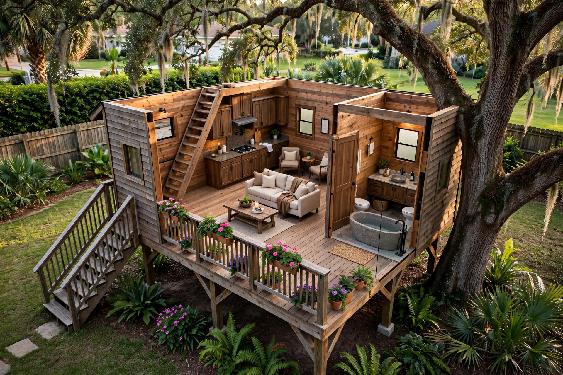 The Haven Hideaway 3D floor plan — Level 1