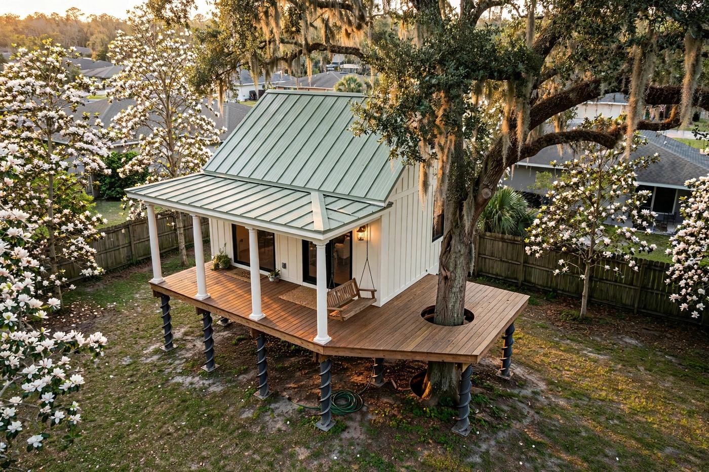 Magnolia Cottage bird's eye aerial view