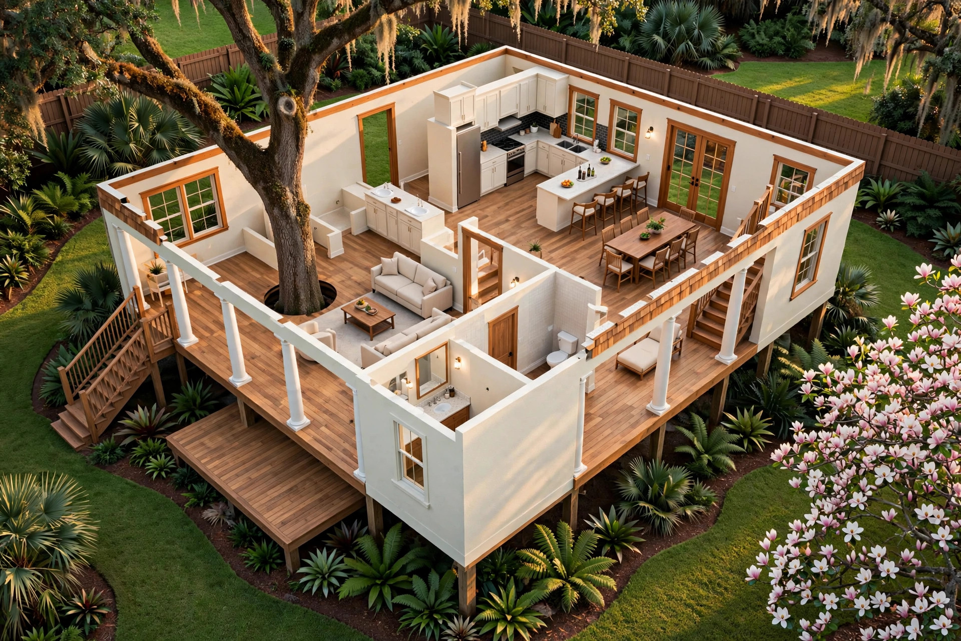 The Magnolia Manor House 3D floor plan — Level 1