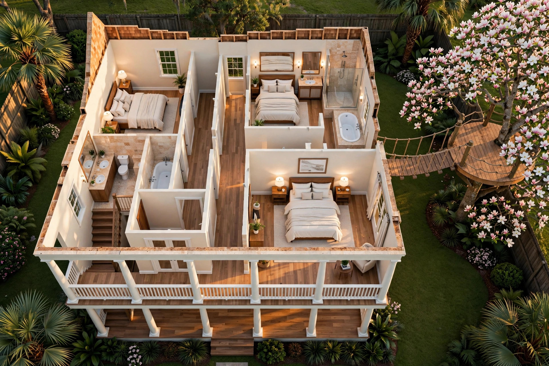 The Magnolia Manor House 3D floor plan — Level 2