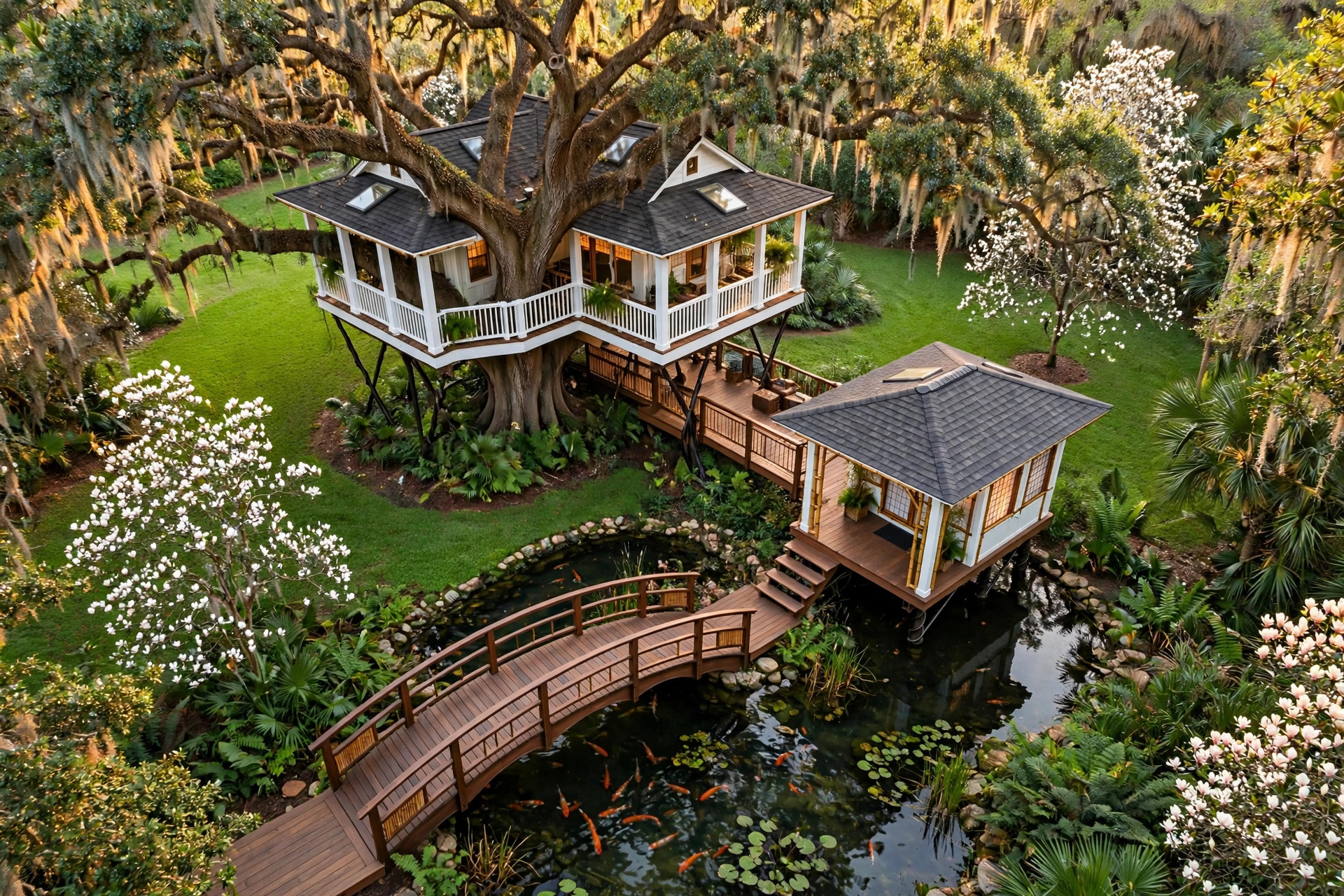 Tea House bird's eye aerial view