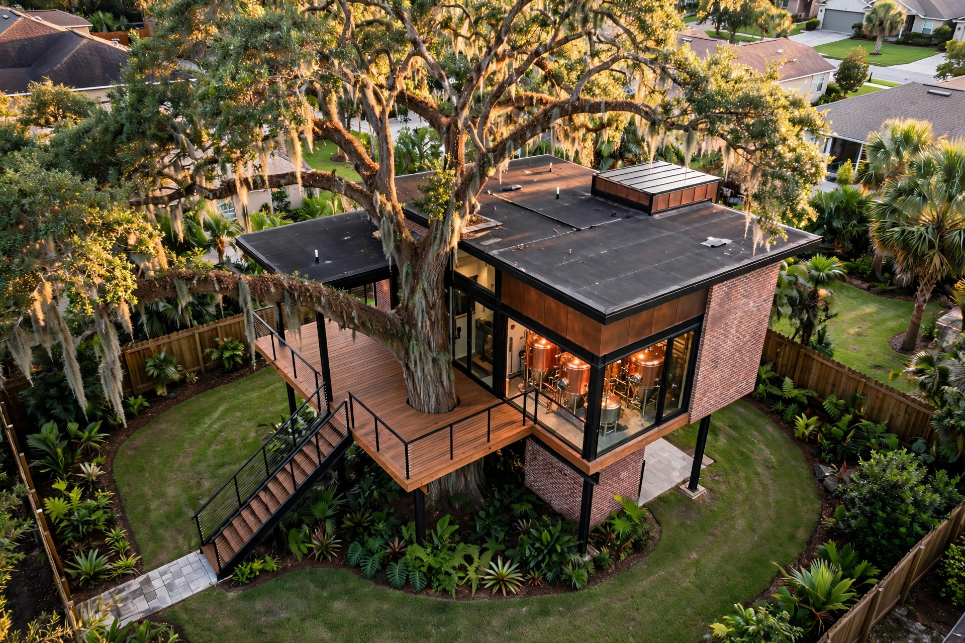 Brew House bird's eye aerial view