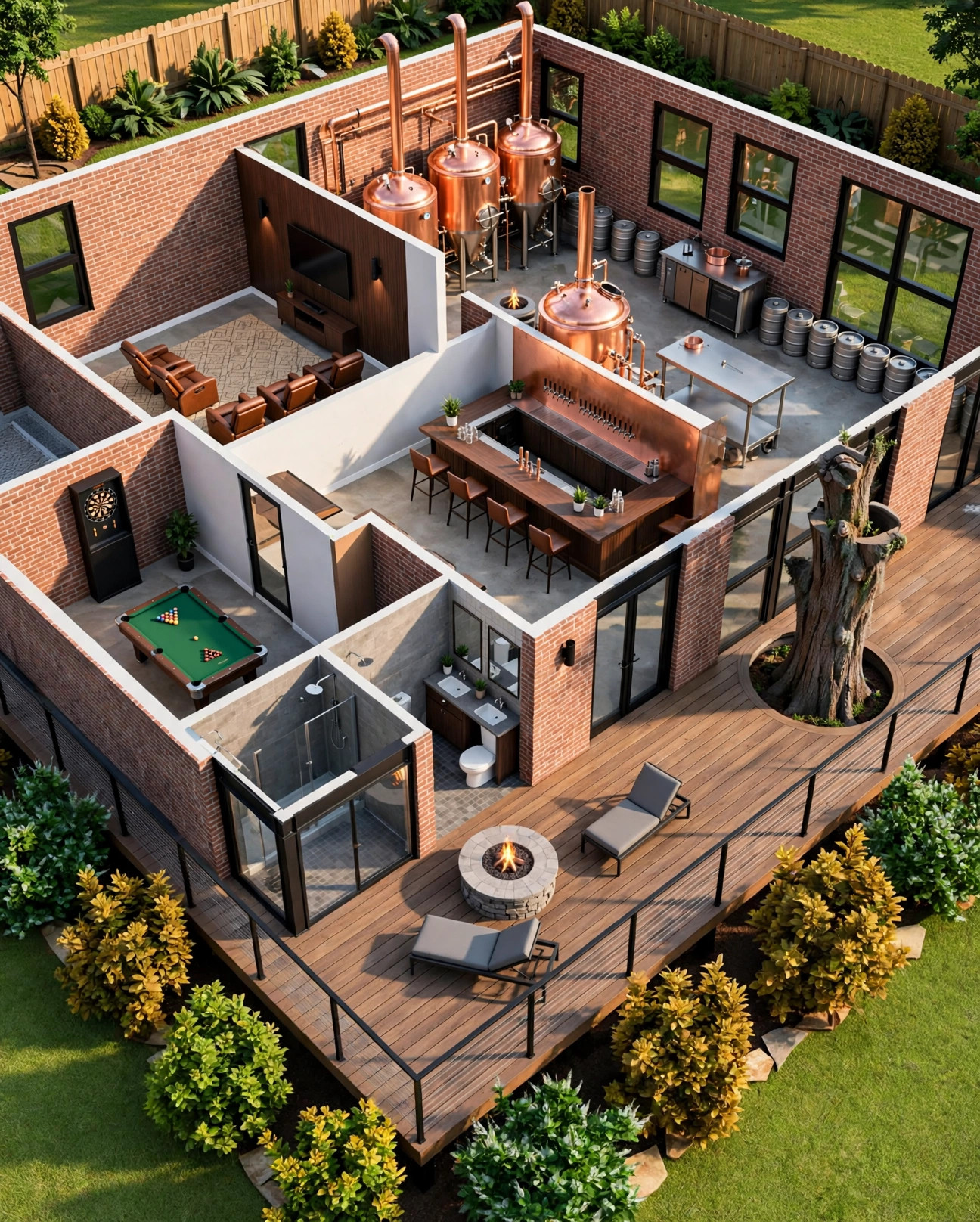 The Brew House 3D floor plan — Level 1