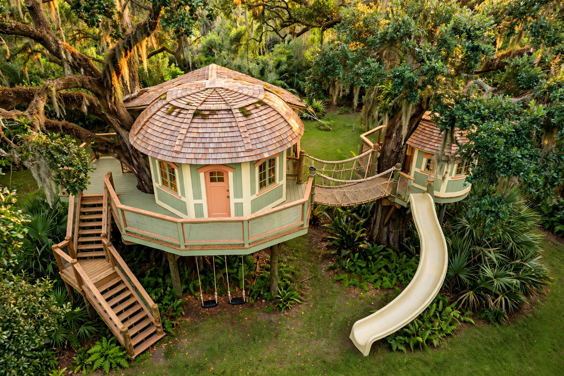 Two-Tree Bridge House bird's eye aerial view