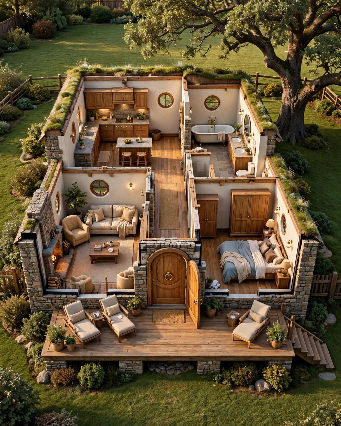 The Burrow 3D floor plan — Level 1