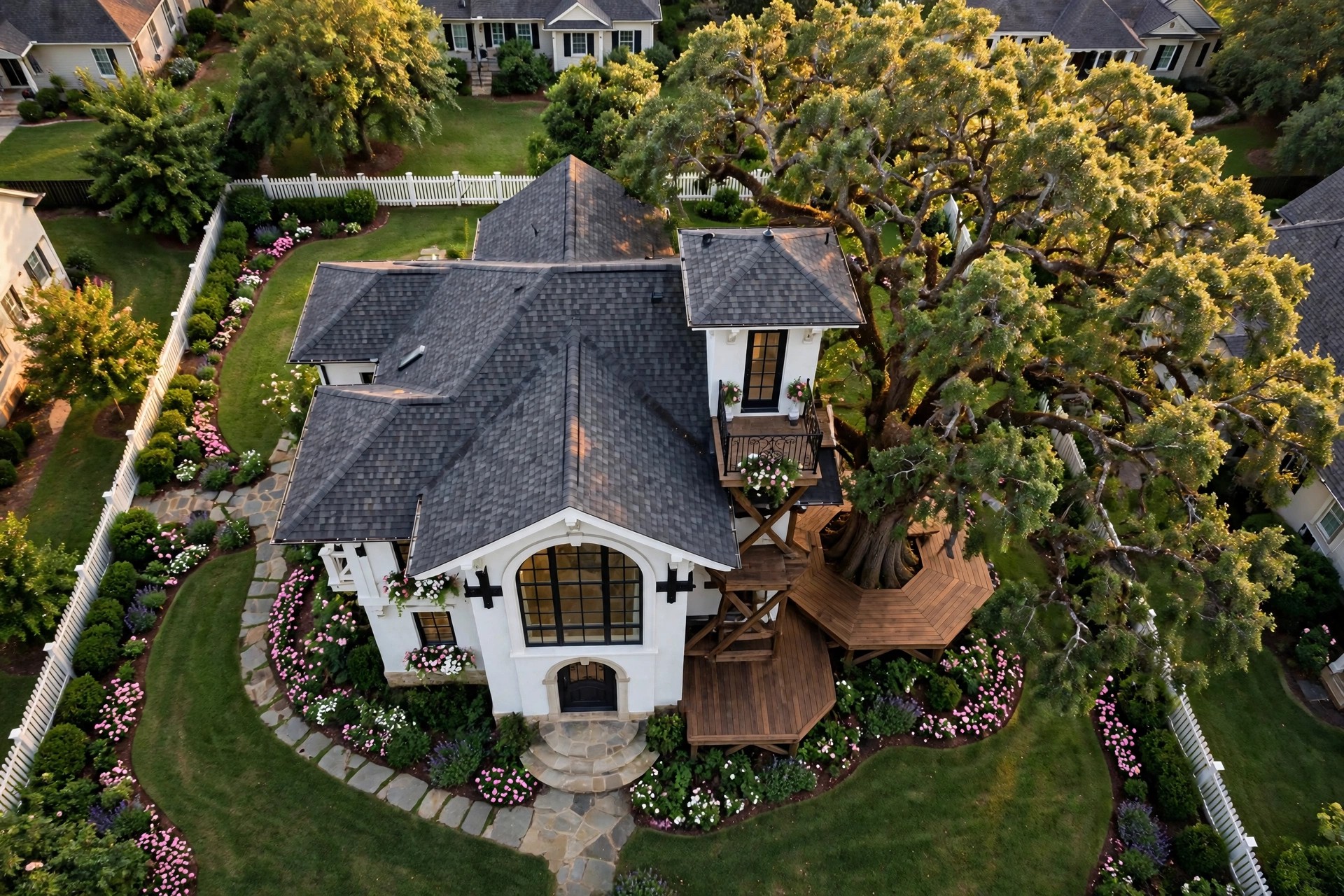 Dollhouse bird's eye aerial view