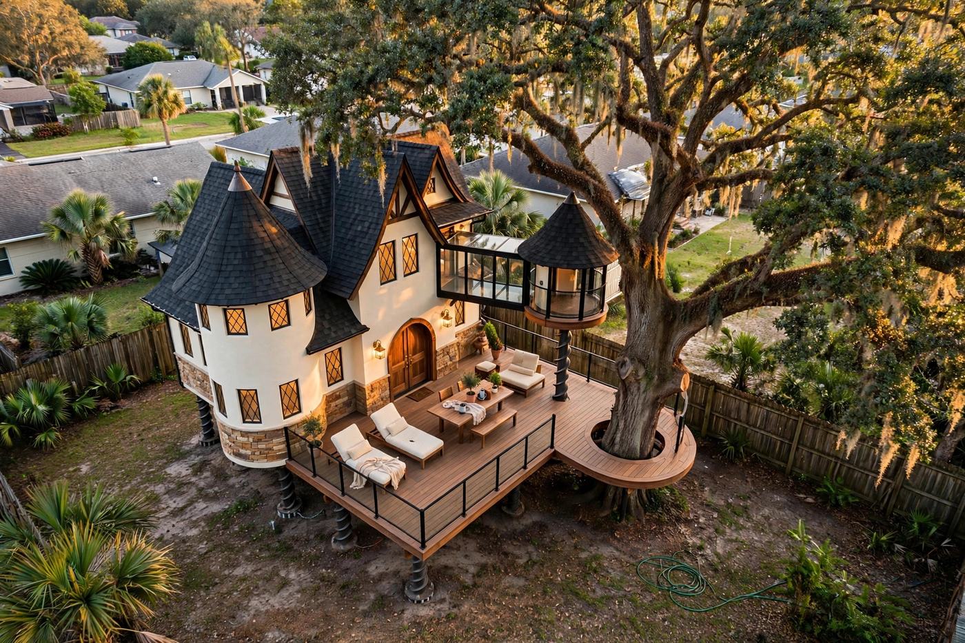Fairytale Manor bird's eye aerial view