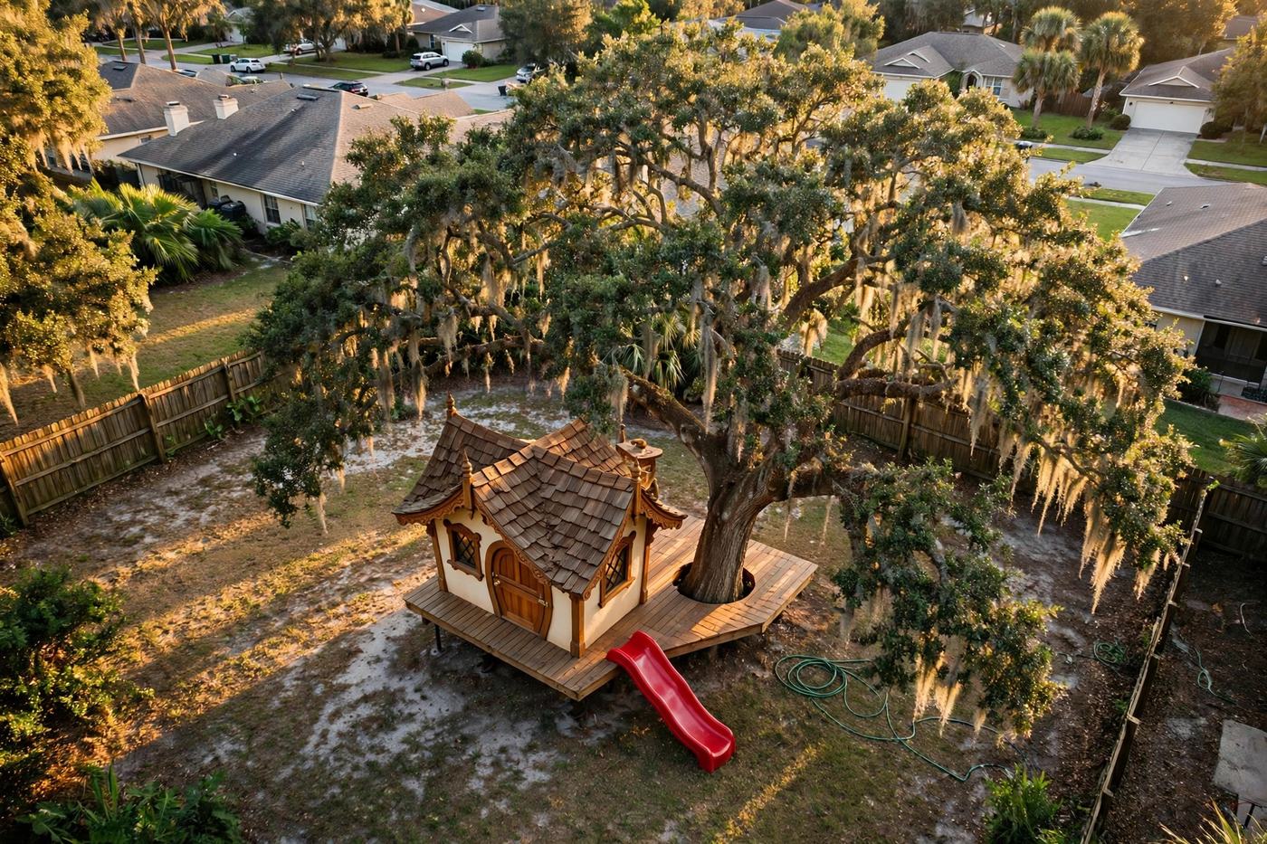 Gingerbread House bird's eye aerial view