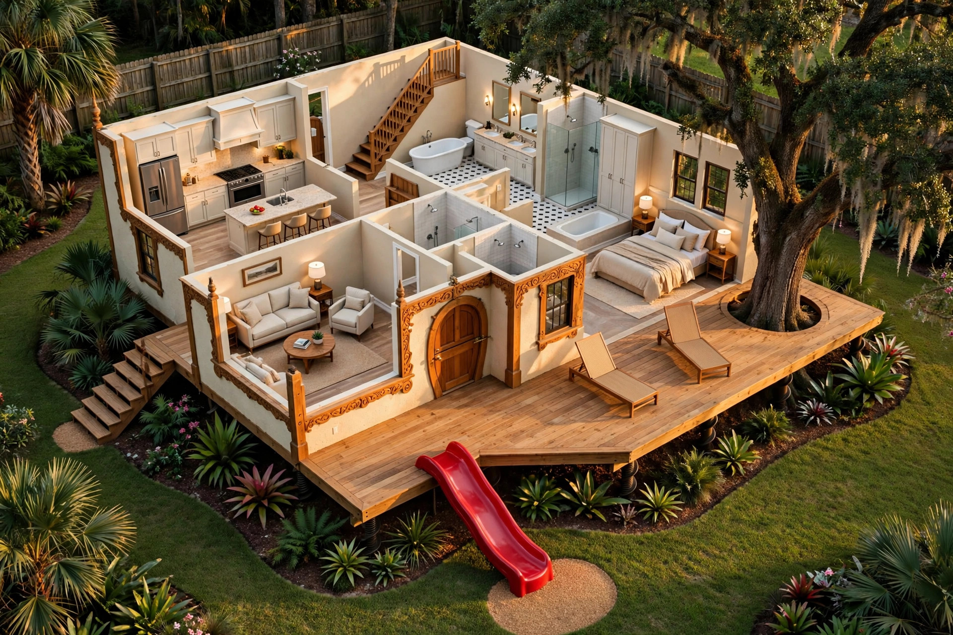 The Gingerbread House 3D floor plan — Level 1
