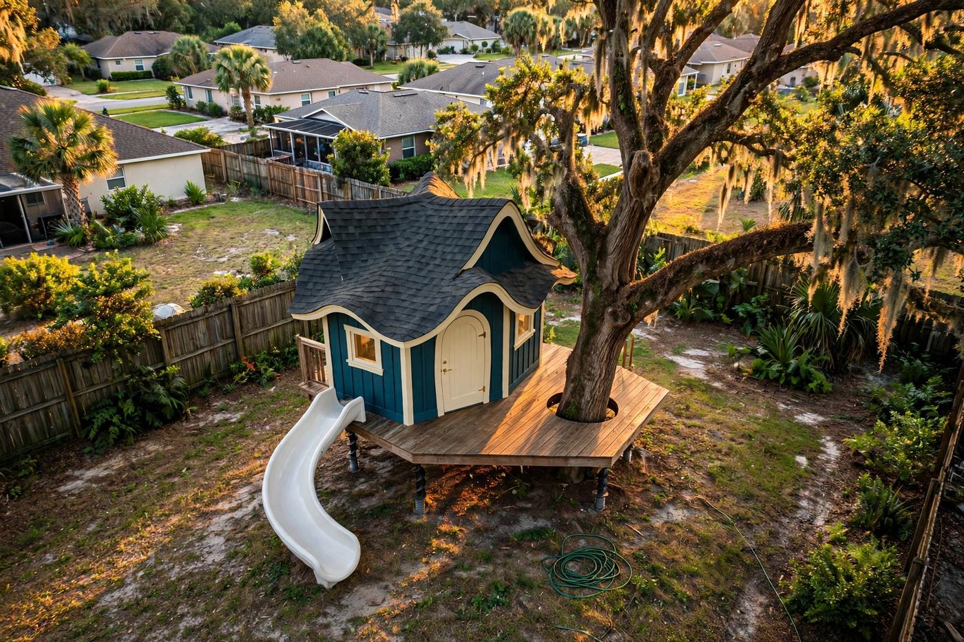 Storybook bird's eye aerial view